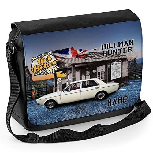 Personalised Hillman Hunter Classic Car School Shoulder Work Messenger College Bag Gift