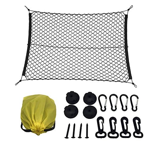 Colyn Cargo Net,Rear Car Organizer Net,27.5 x 39.3 Inches Elastic Nylon Mesh Universal Trunk Organizer,Truck Bed with 4 Adjustable Free Hook Black