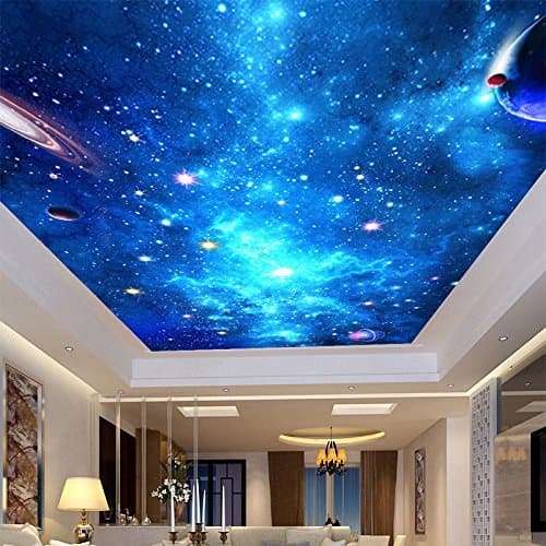 Ohcde Dheark Customized 3D Ceiling Mural Galaxy Nebula Photo Wallpaper Ktv Bar Hotel Ceiling Wall Background Wall Paper Mural Wall Coverings 400cmX280cm(157.5 by 110.2 in )