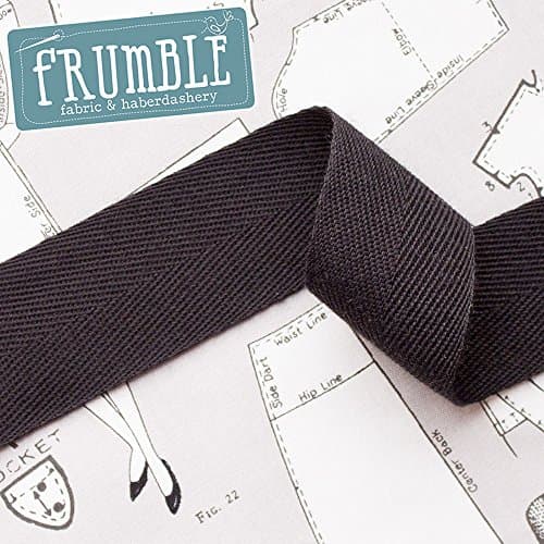 25mm Black Acrylic Webbing 5m Roll - Herringbone Tape Strap Bag Handle 1 Inch Wide Soft Trim Sewing Trimming