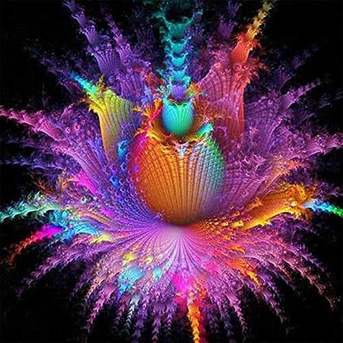 PET SPPTIES 5D DIY Diamond Painting Full Drill Flower Pattern Rhinestone Diamond Embroidery Paintings ZS015 (Rainbow Flower,30x30cm)