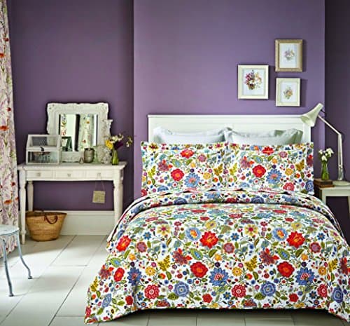 Flowers Bedspread Cotton Large Double King Size Quilted Soft Throw Set + 2 Shams