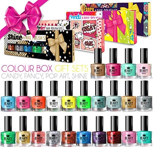 24 x Luxury Nail Polish 24 Different Shades 4 Gift Boxes High Quality Glitter Pastel Pearl Bright