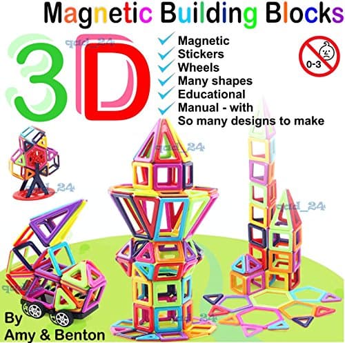 3D Magnetic Building Blocks Construction Puzzle Kids Toy Educational Game Sticks (Magnetic Building Blocks - 1 Block Sample Piece)