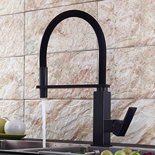 Antique Black Extendable 360 ° Swivel Tap with Pull Out Spray Kitchen Sink Mixer Tap Single Lever Mixer Sink Tap Oil Rubbed Bronze – Brushed Brass