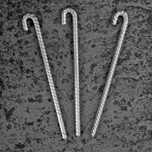 20 x 14" Long Heavy Duty Ground Stakes 12mm x 355mm Ribbed Galvanized Steel Ground Pegs for Marquees Bouncy Castles Trampolines Inflatables Gazebos Awnings Agricultural Use Strong Tent Pegs