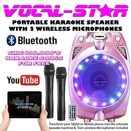 Vocal-Star VS-SP30 Wireless Pink Karaoke Machine Active PA Speaker Wireless Microhones & Bluetooth