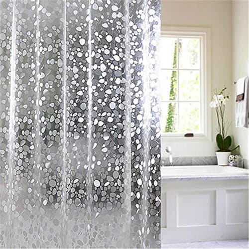 BJFF® Shower curtains waterproof Mildew Transparent Shower curtains Thicker Pebble pattern Ultra wide Bathroom curtains Send hook , 240*180