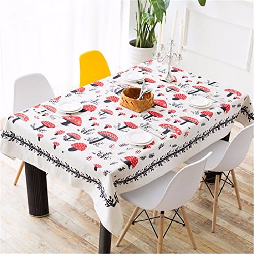 85*85 beige red mushroom table cloth cotton linen dining desk garden rectangular square Non-ironing eco-friendly table runner