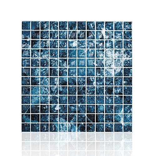 Peel and Stick Tile Blue Kitchen Backsplash Tile 10x10,Pack of 6 by Peel and Stick Tile