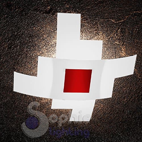 Ceiling light ceiling lamp 55 x 55 Modern Design Elegant Minimal 2 Overlapping Glass Crossover Steel Red Living Room Bed Bath Tetri 55 RO Sophie Lighting