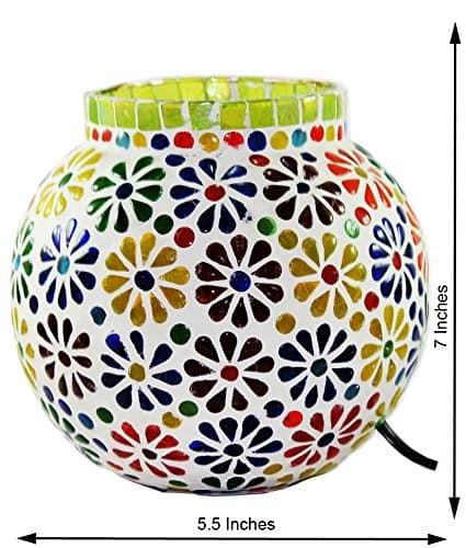 Edivine's Diffuser/Candle Holder/CROCK shaped Handcrafted Festive Home Decor Mosaic Glass Candle Stand with round base Votive Tealight Holder, (DESIGN #03)