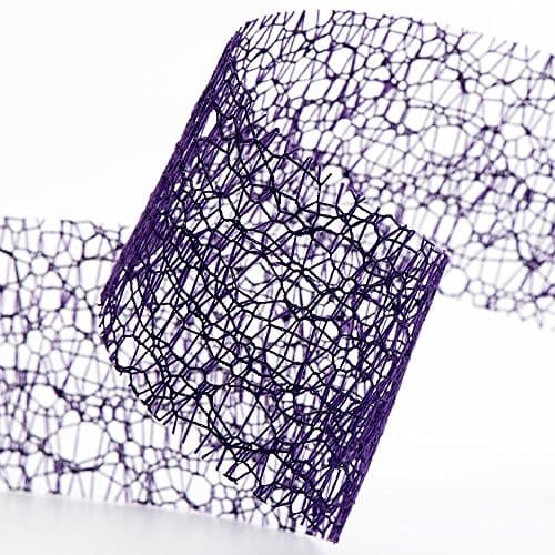 38mm spider web deco ribbon lace net jute mesh trim ribbon 5 Metre length (Purple)