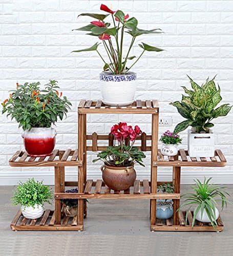 ZENGAI Flower Pot Rack Natural Pine Multilayer Storage Super Load Bearing Bonsai Assemblage Floor Plants Display Stand (Color : White, Size : 124x73cm)