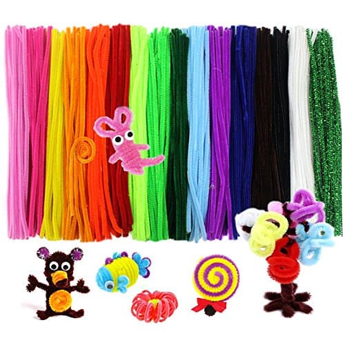 JUSLIN 340 Pcs Pipe Cleaners Chenille Stem 6 mm x 12 Inch, 17 Assorted Colors