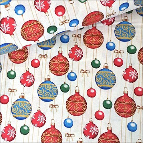 O Christmas Tree Christmas Baubles Cotton Fabric Windham per 1/2m