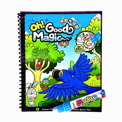 Water Coloring Book,Magic Water Drawing Book,Reusable Coloring Acticity Board,Original Color Doodle Painting Picture Book With Refillable Water Pen For Boys Girls Kids Toddlers (Animal-Themed)