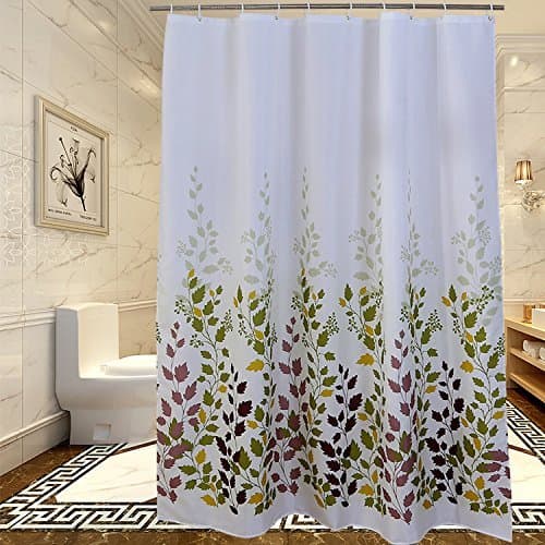 wendana Shower Curtain for Bathroom Maple Leaf Design Water Proof Mold and Mildew Free Fabric Shower Curtain, 180 cm x 180 cm, White, Machine Washable, 72 x 72 inch