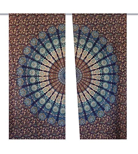 Indian Wall Hanging Tapestry Psychedelic Mandala Tapestry Drapes Window Curtains Shower Curtain Indian Drape Handmade Curtain Boho Set Window Treatments & Valances Indian Mandala Room Curtain