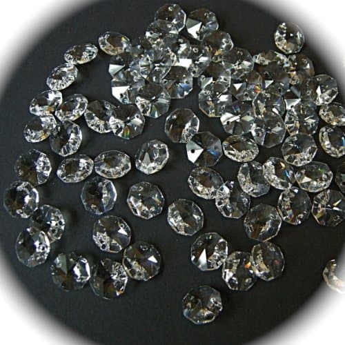 (G) 77 x 14mm Octagon Crystals for Chandelier, Ceiling Lights, Christmas Tree, Wedding Tree, Feng Shui, Window Display, With Brass Finished Rings