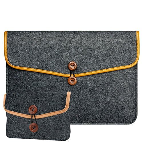 RAINYEAR Slim Resistant Paperwhite Laptop Felt Sleeve Case Accessory 13"-13.3" Macbook Computer Sleeve Felt Briefcase for Tablet/Notebook, 13.3 Inch HP/Dell/Samsung/Asus/Belkin(Darkgray)
