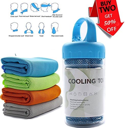 SIMCAST 40"x12" Sports Cooling Relief Microfiber Towel for Golf Workout Swimming Gym Yoga Travel Camping Fitness (Pink)