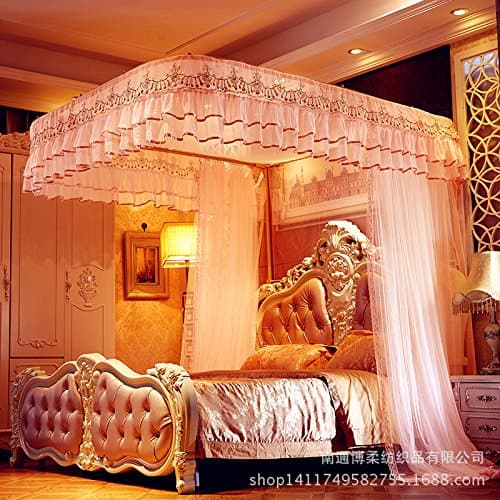 DexterityKing mosquito net Three-door mosquito nets U-guide rail retractable mosquito nets Floor-standing curtain railings Nets, yellow-single door, 180x200cm