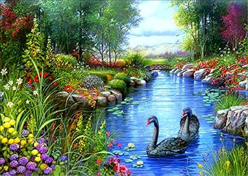 5D DIY Diamond Painting Kit, Two Ducks Blue And Green Grass Shining Rhinestone Embroidery Cross Stitch Arts Craft For Home Wall Decor 11.8*15.7 inch (30*40 cm)