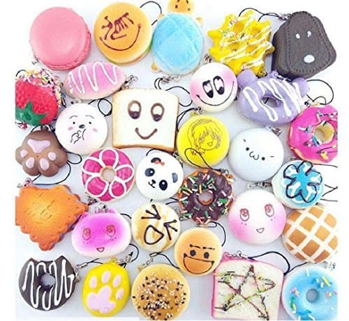 10Pcs/Pack Kawaii Squishies Toy Mini Soft Squishy Cake Bread Donuts Pineapple Bread Toasts Cream Scented Squeeze Stress Relief Toy Children Kids Pretend Food Toys Set