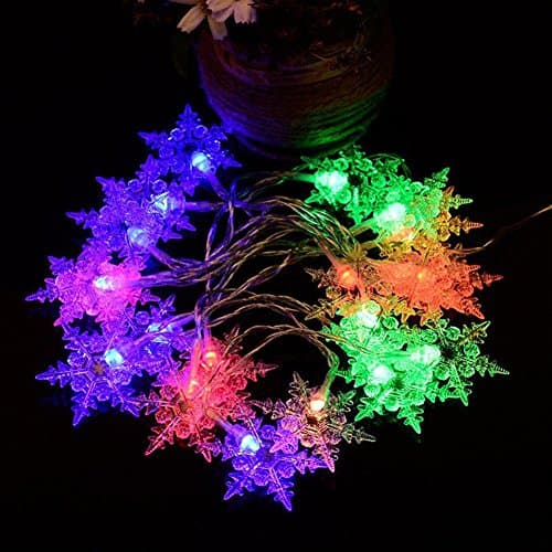 Christmas Battery Powered 20 Led 2.1M Snowflake Fairy String for Decorating Gardens, Homes, Wedding, Christmas Party ,Festival (Colorful)