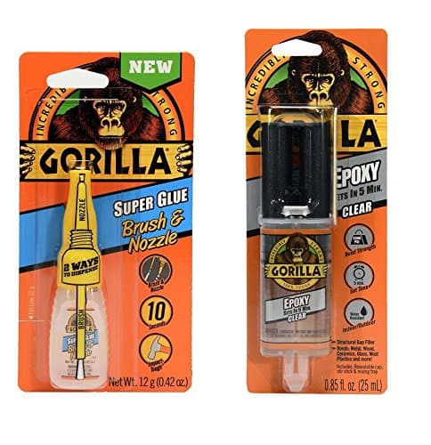 Gorilla Glue Combo Pack, including; Gorilla Epoxy, .85 oz., Clear & Gorilla Super Glue Brush & Nozzle, 10 g, Clear …