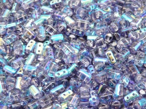 20 Grams (0,71 Ounces) Czech Glass Two-Hole Seed Beads RULLA 3x5mm Tanzanite AB