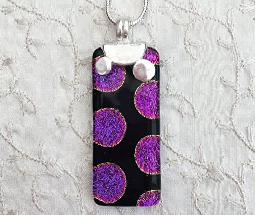 Fine silver and dichroic glass dotty pendant