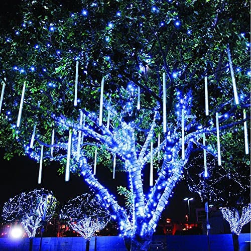 FB POWER Meteor Shower Lights 50cm 8 Tubes 240 LEDs Cascading lights Falling Rain Drop Light for Wedding Christmas Garden Tree Home Décor, Blue