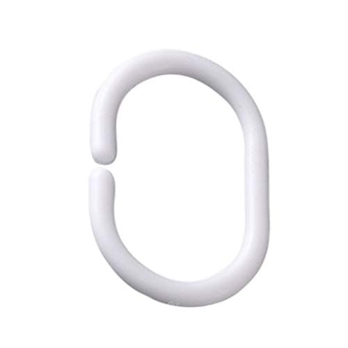 Laileya 24pcs/Set White Plastic C Shape Bendable Bathroom Curtain Hooks Bath Drape Shower Ring Loop