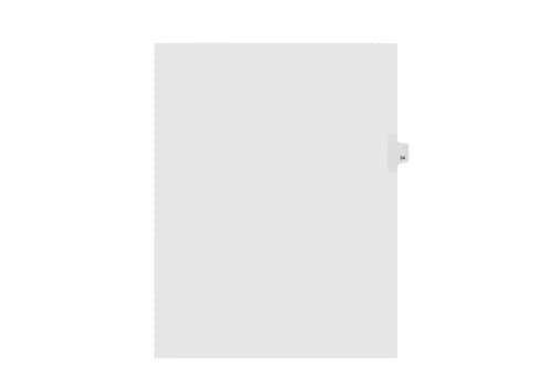 Kleer-Fax Letter Size Individually Numbered 1/25th Cut Side Tab Index Dividers, 25 Sheets per Pack, White, Number 34 (91034)