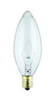 25 Watt Torpedo Decorative Light Bulb, Candelabra Base, Clear