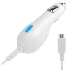 Premium Super BLU Advance 4.0 L2 Car Charger with BLUE LED and Heavy Duty 9ft Coiled Cord with MicroUSB! (WHITE, BULK, 1A)