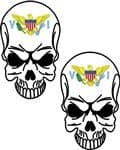 2 - 3" Skull with US Virgin Islands Flag Sticker