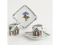 Snow White 3oz Cup, Saucer and Spoon Set/2 Teacup Espresso Cup