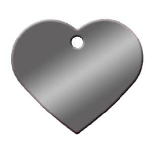 Large Blank Stainless Steel Heart Shaped ID Tag, 10 count