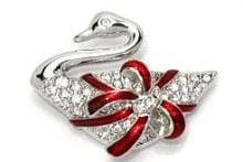 Swan with Bow Pin, Swarovski 1511434