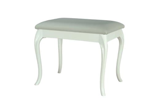 White large dressing table/foot stool with Cabriole style legs and White Faux Leather Cushion
