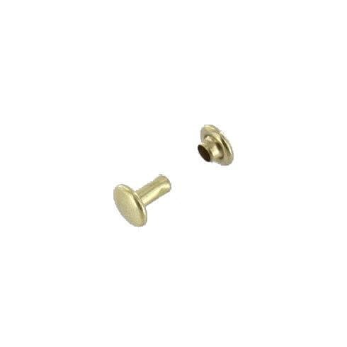 RV664 Double Cap Rivet, Cap 6mm, Post 6.4mm, Natural Brass, Solid Brass (100 per bag)
