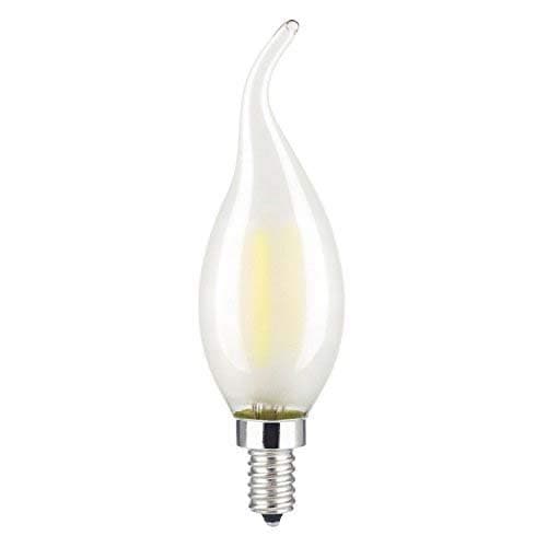 LANSONTECH 6W LED Filament Candle Bulb, Dimmable, Daylight (Neutral White) 4000K,60W Incandescent Replacement, 600 Lumens, E12 Candelabra Base,Frosted Glass Cover,C35 Flame Shape Bent Tip
