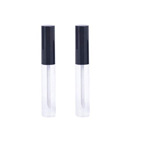 5ML Empty Lip Gloss Containers Tube Clear Black Cap Brush Tip Reusable DIY Container for DIY Lip Refillable Makeup 2set