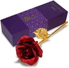 Home Makeover Artificial Red 24K Golden Rose Flower