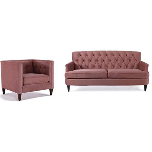 Jennifer Taylor Home 2 Piece Sofa Set with Tufted Recessed Arm Sofa and Tufted Accent Chair