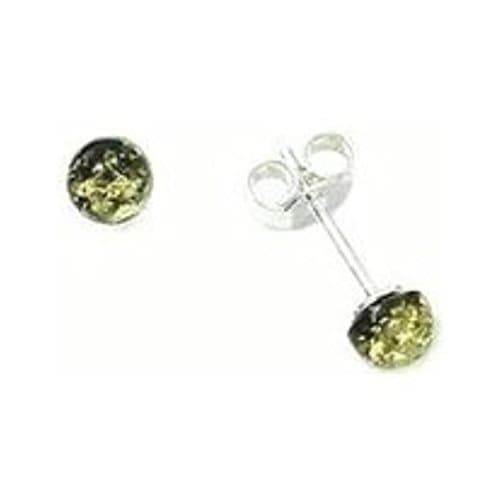 GREEN BALTIC AMBER & STERLING SILVER STUD EARRINGS