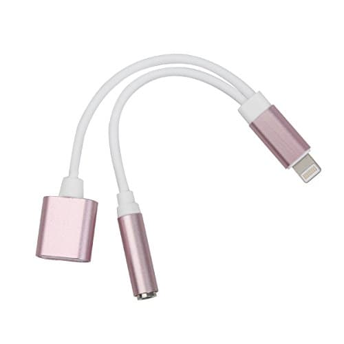 iphone 7 Adapter ,iphone 7 Plus Adapter Hongva 2 in 1 Lightning to Charger and Lightning to 3.5mm Aux Earphones Jack fpr iphone 7 / 7 Plus Cable-(Rose Gold)